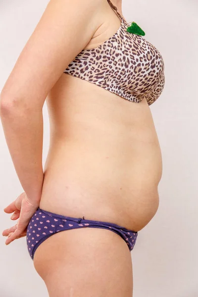 Mujer Con Sobrepeso Ropa Interior — Foto de Stock