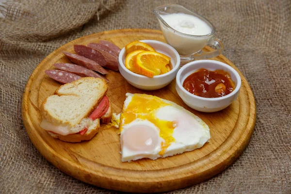Turkish Breakfast Wooden Plate — Stock Photo, Image
