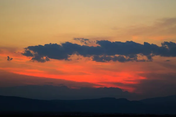 Fiery Orange Red Colors Sunset Sky Beautiful Background — Stock Photo, Image