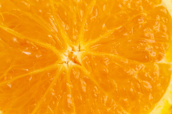 Orange slice isolated on white background. fresh fruit. top view