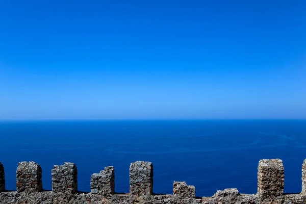 Θέα Στη Μεσόγειο Θάλασσα Από Κάστρο Των Αλάνια Τουρκία — Φωτογραφία Αρχείου