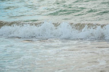 fırtınalı havalarda kumlu bir plajda dayak dalgalarının arka plan