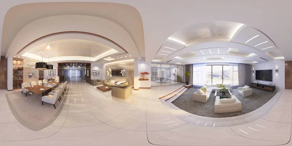 modern iç 360 salonu 3D çizimi