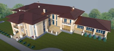 Dış klasik tarzı en iyi görünümü'nde bir Villa. 3D çizim