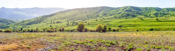 Güneşli bir günde bir geniş dağ vadi Panorama