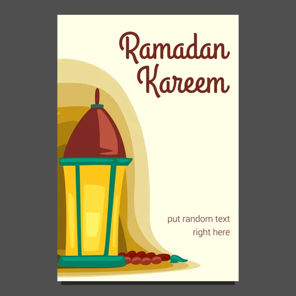 Ramadan Kareem Karte Mit Brennender Laterne — Stockvektor