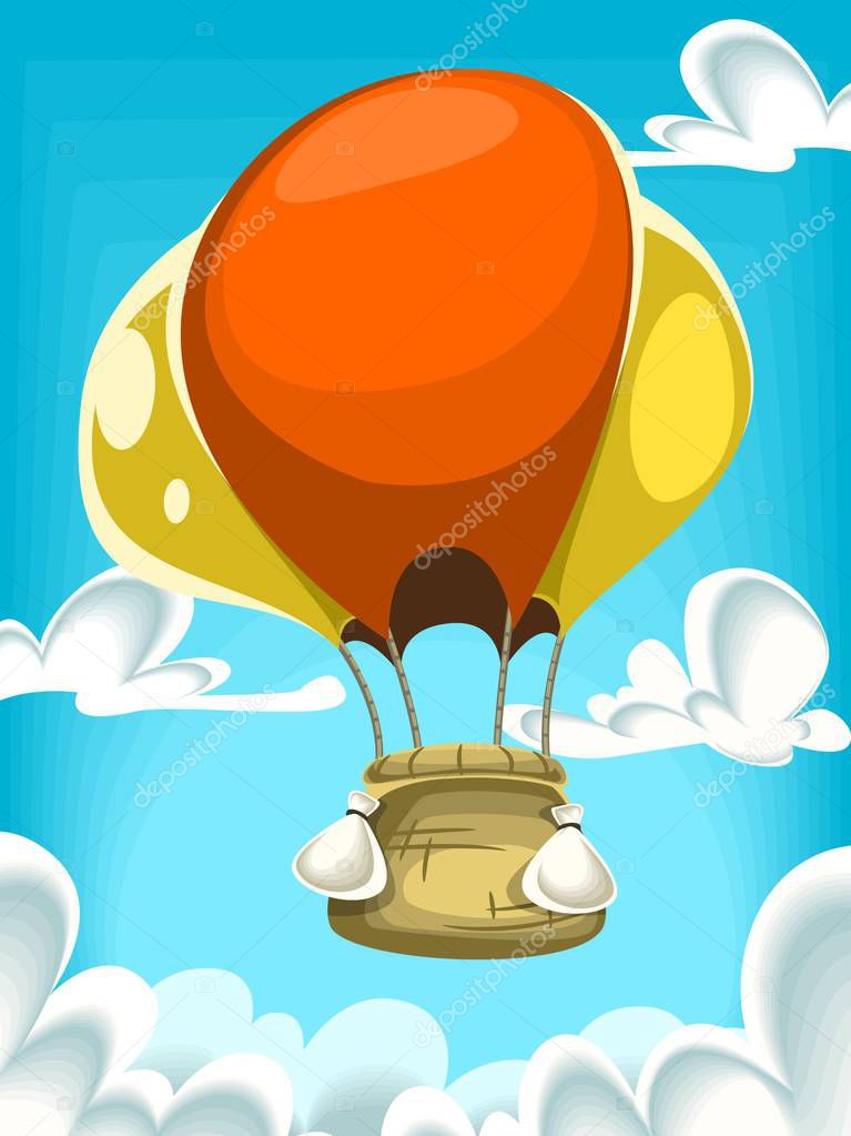 colorful air balloon on blue sky background