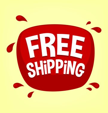 vektör Özet ücretsiz nakliye promosyon sıçrama balon arka plan illüstrasyon kırmızı ve sarı sosyal medya afiş için