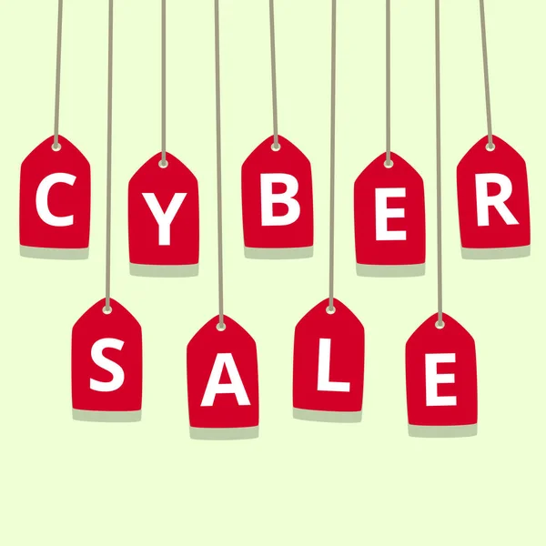 Rote Etiketten Mit Aufschrift Cyber Sale — Stockvektor