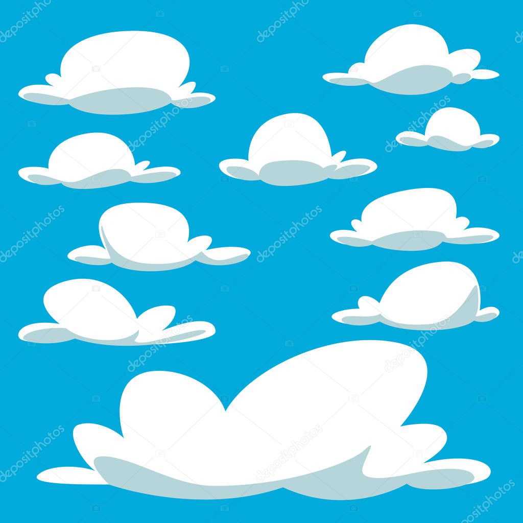 vector cartoon cloud template design illustration collection set in fun doodle style