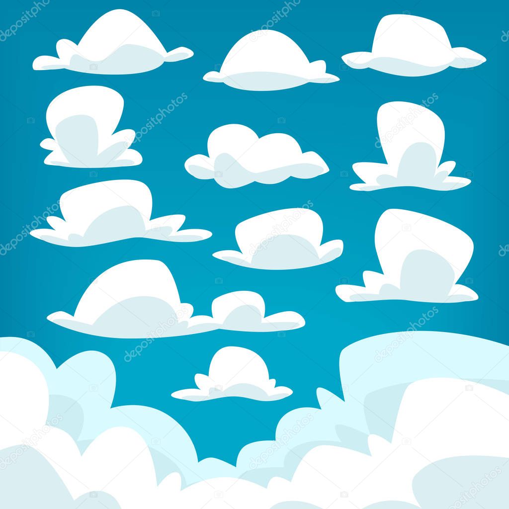 vector cartoon cloud template design illustration collection set in fun doodle style