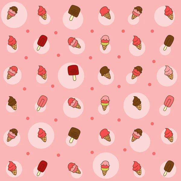 Delicious Ice Cream Cones Sticks Pink Patter — Stock Vector