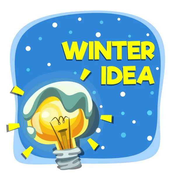 青の背景に電球のカラフルな冬のアイデア — ストックベクタ