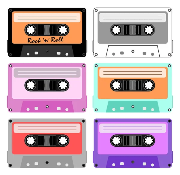 Ilustracao Vetor Cassette Colecao Conjunto Tapes Cassete Fitas Musica Rétro Vecteurs De Stock Libres De Droits