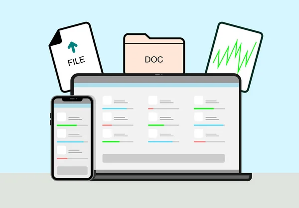 Ilustracao Web Sayfası Smartphone Laptop Arquivo File Download Pagina Web — Stok Vektör