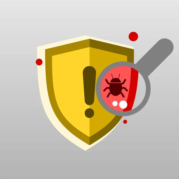 Ilustracao Alert Virus Geverifieerd Scannen Virus Cellenstructuur Lupa Escudo Verificado — Stockvector