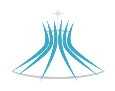 Ilustracao Katedrali de Brasilia, Igreja, Polica, Oscar Niemeyer, Builao, Arquitetura, Builficacao, Cathedral, Distrito Federal, turismo, logo, vetor, Cruz, bazilika, turista, monumento, cidade historica, Brezilya, Monumentos de brasilia, DF