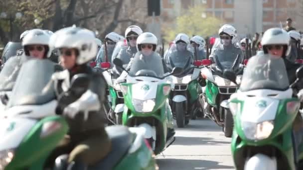 Santiago Chile Září 2011 Motoricky Policie Zkouška Velkou Vojenskou Přehlídku — Stock video