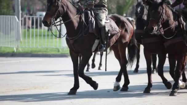Сантьяго Чилі Вересня 2011 Року Солдати Марширують Древня Штука Артилерії — стокове відео