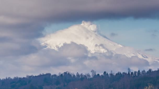 Vista Panorámica Del Volcán Villarrica Chile Cronograma — Vídeos de Stock