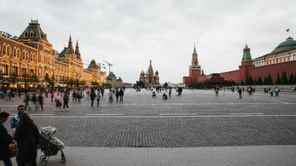 Zeitraffer Des Roten Platzes Der Basilika Und Des Kreml Moskau — Stockvideo