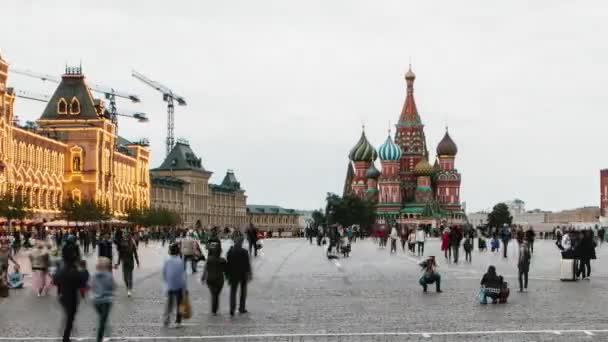 Timelapse Plaza Roja Catedral San Basilio Kremlin Moscú Rusia Panorama — Vídeos de Stock