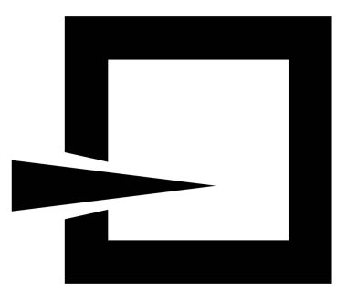 Genel simgesi bir çizgiyle nüfuz kare üçgen