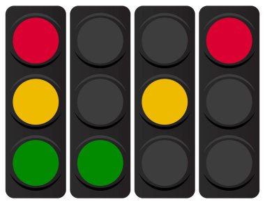 Trafik ışığı klip-art. Trafik lambası, semafor. Yeşil, sarı ve kırmızı ışık ampul