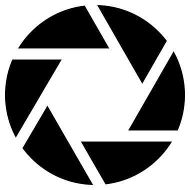 Diyafram, kamera lens sembolü. Fotoğrafçılık, film kavramları. Mercek simgesi