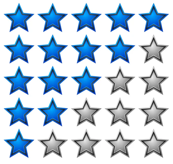 Hodnocení Hvězdičkami Lesklé Zářivé Hvězdy Hvězdičkové Hodnocení Systém — Stockový vektor