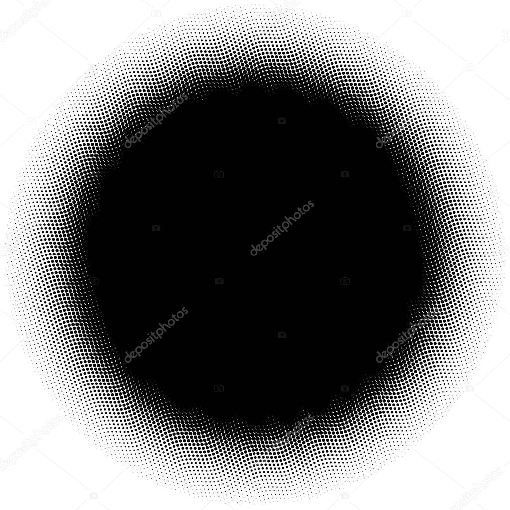 Circle half tone element over white. Circular fading circles outwards