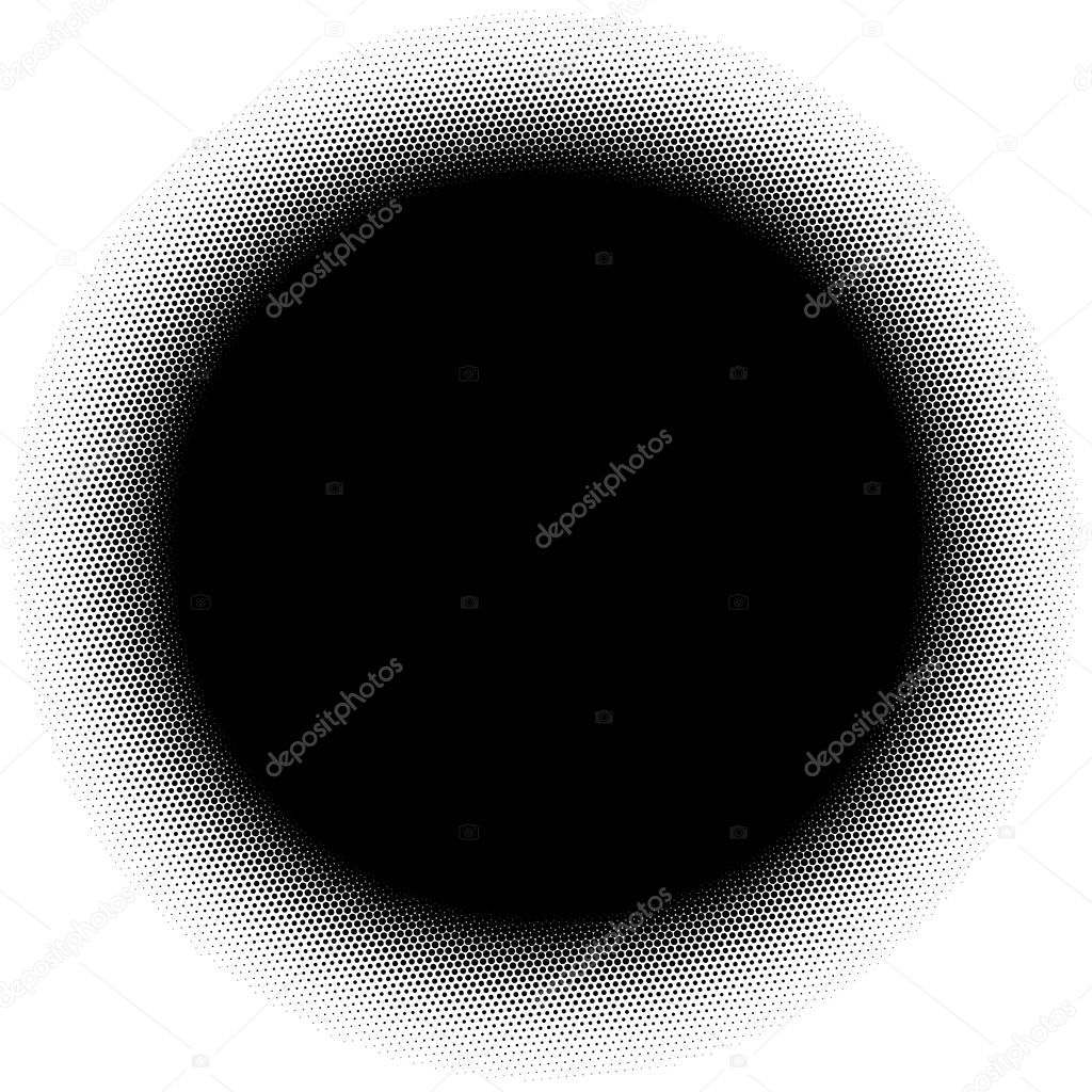 Circle half tone element over white. Circular fading circles outwards
