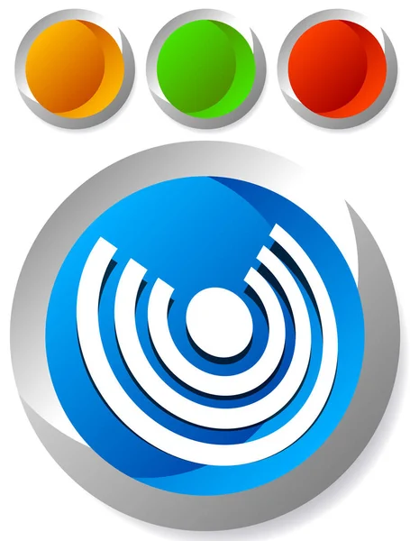 Ikona s soustředné kruhy pro vysílání, paprsky, signál motivy — Stockový vektor