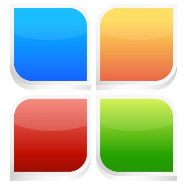 beyaz üzerinde renkli rozetler seti