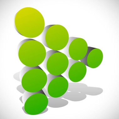 Noktalı 3D ok-yeşil okucu. Genel simge, oynatma düğmesi,