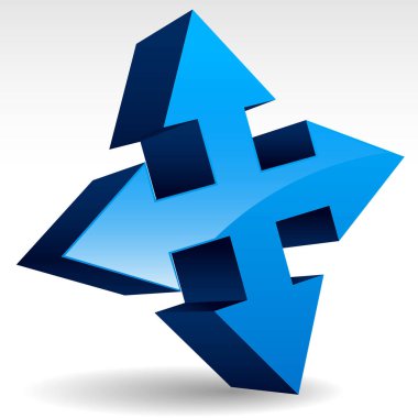 3D ok 4 yönde. Pusula, kavşak, karar verme, MUL