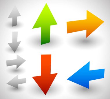 Yukarı, aşağı, sola ve sağa dönük ok simgeleri. Vektör grafiği