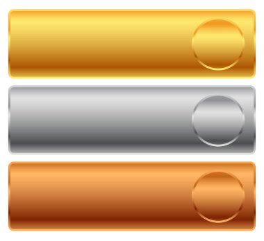 Altın, gümüş, bronz çubuklar, afiş. Düzenlenebilir vektör.