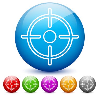 6 renkteki modern, parlak hedef veya crosshair simgeleri