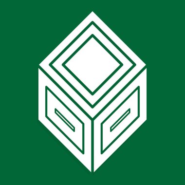 3D soyut küp simge, simge. Vektör çizim.