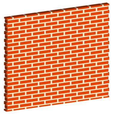 3D, uzamsal tuğla duvar, düzenli desen izole ile tuğla işleri 