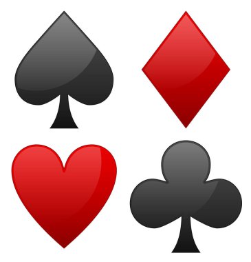 Card suit symbols. Spade, heart, diamond and club symbols. clipart