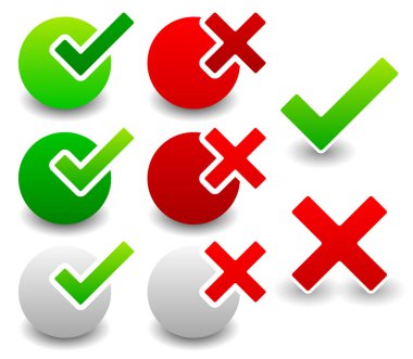 beyaz üzerinde onay işareti simgeleri kümesi