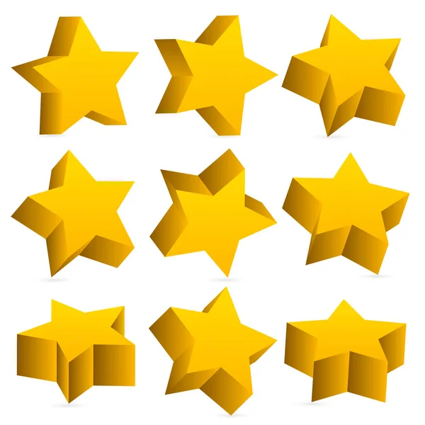 3d yellow stars with shadow — Stock Photo, Image