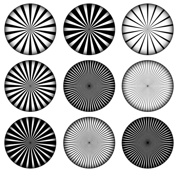 방사의 벡터 세트, 라인을 수렴. 9 버전의 세트, — 스톡 사진