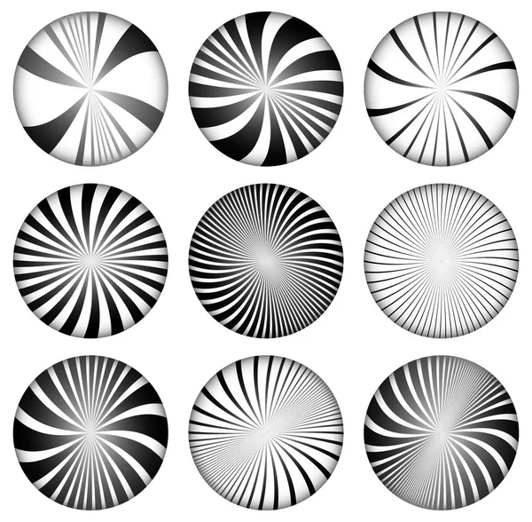 Conjunto vectorial de líneas radiantes convergentes. Conjunto de 9 versiones , — Foto de Stock