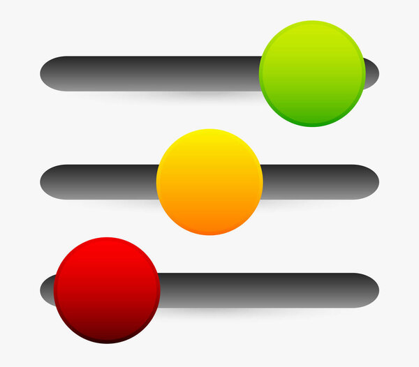 Горизонтальные ползунки, регуляторы, 3 кнопки состояния
.