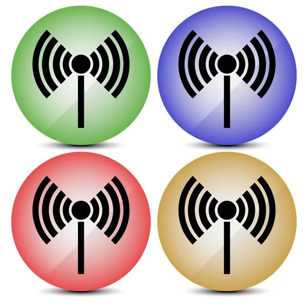 Wieży Radiowej Transmisji Radiowej Połączenie Bezprzewodowe Anteny Nadajnik Ikony Elementów — Zdjęcie stockowe