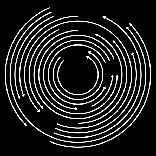 Concentric circulating, rotating arrows, circle arrows. Vector.