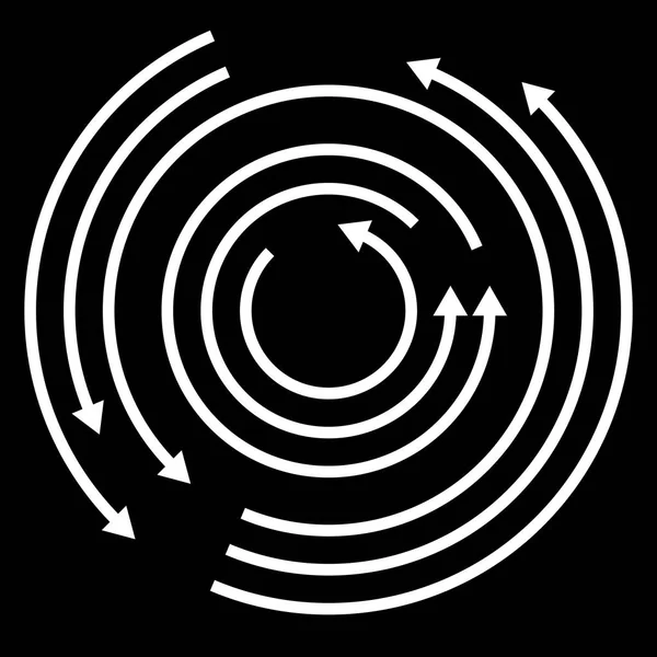 Koncentriska cirkulerande, roterande pilar, cirkelpilar. Vektor. — Stockfoto